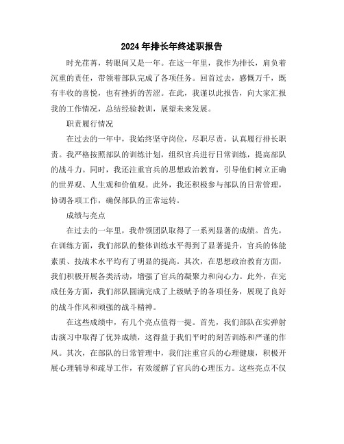 2024年排长年终述职报告