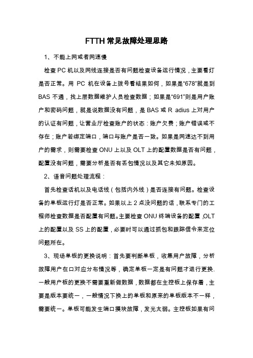 FTTH常见故障处理思路