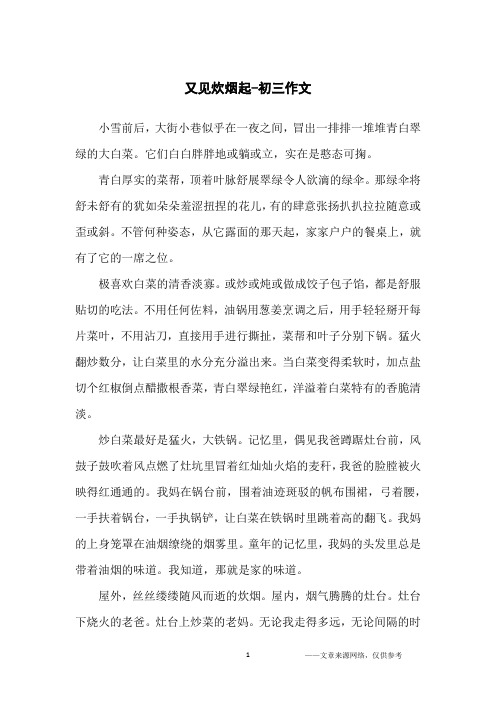又见炊烟起-初三作文