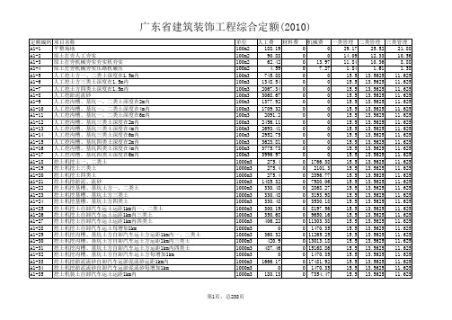 广东省建筑装饰工程综合定额(2010)
