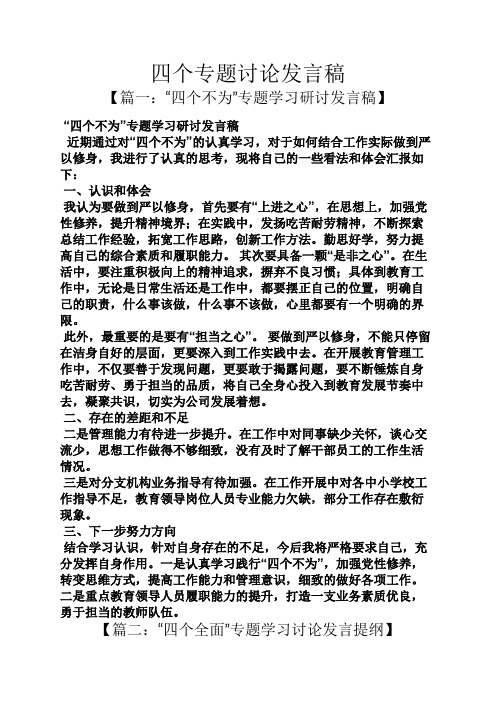 四个专题讨论发言稿