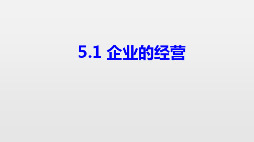 高中政治一轮复习 5.1企业的经营