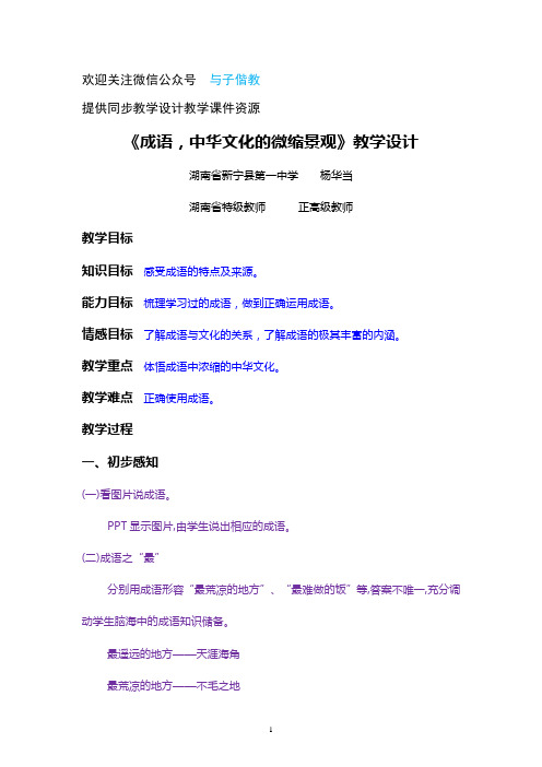 《成语：中华文化的微缩景观》教学设计7