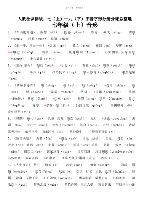 中考字音字形大全(人教版)