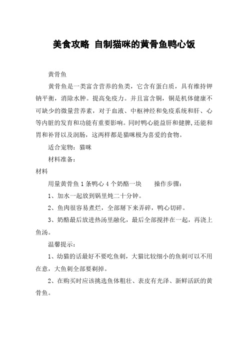 美食攻略 自制猫咪的黄骨鱼鸭心饭