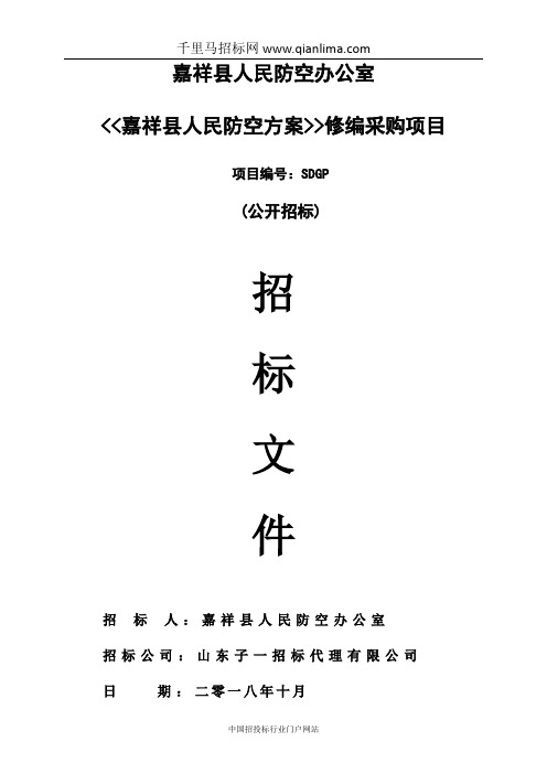 人民防空方案修编采购项目采购招投标书范本