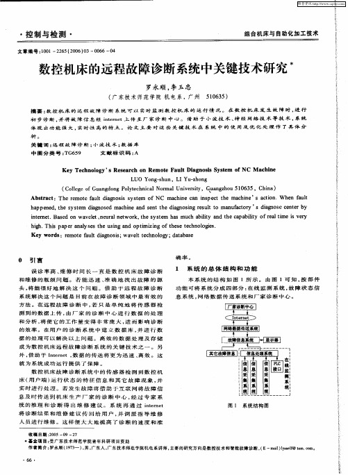 数控机床的远程故障诊断系统中关键技术研究