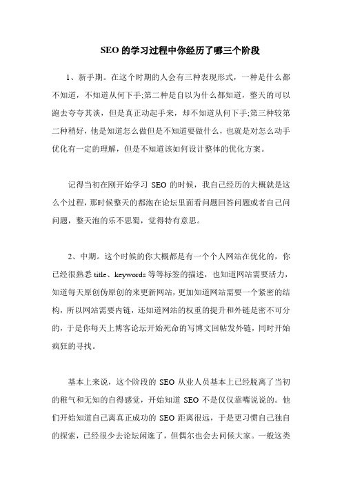 SEO的学习过程中你经历了哪三个阶段