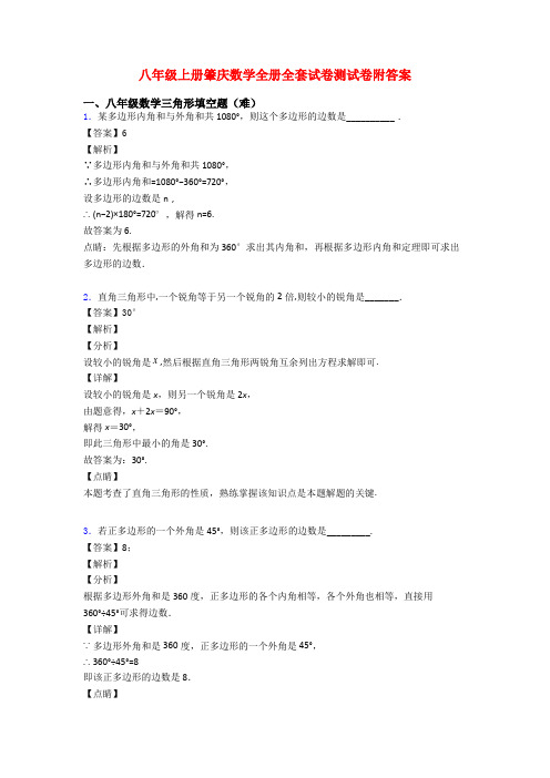 八年级上册肇庆数学全册全套试卷测试卷附答案