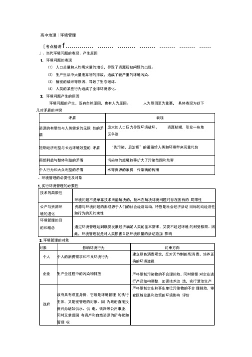 选修6第五章环境管理环境管理(讲义)