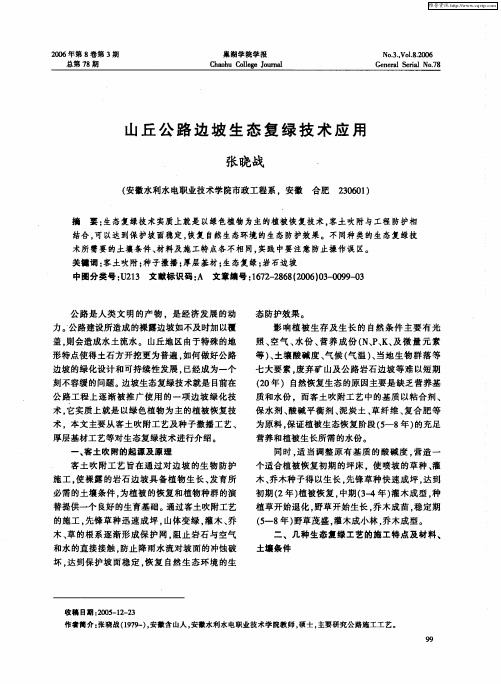 山丘公路边坡生态复绿技术应用