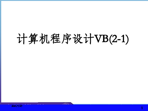 VisualBasic程序设计入门PPT课件