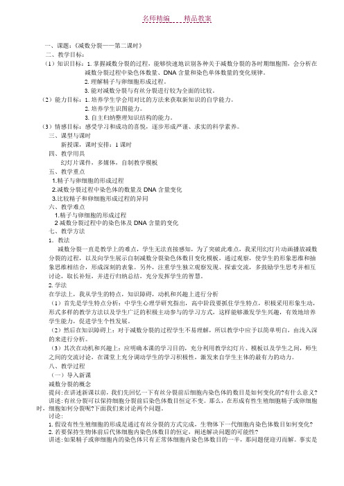 减数分裂-第二课时教案