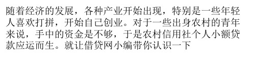 农村信用社个人小额贷款条件有哪些？