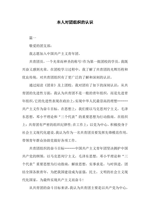 本人对团组织的认识