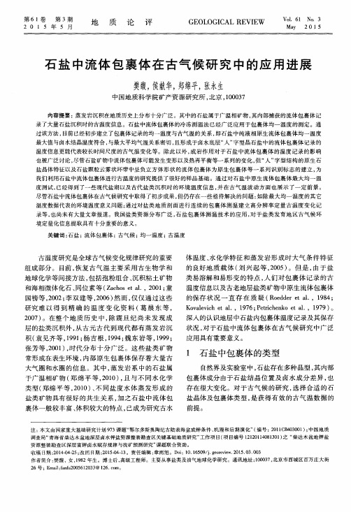 石盐中流体包裹体在古气候研究中的应用进展