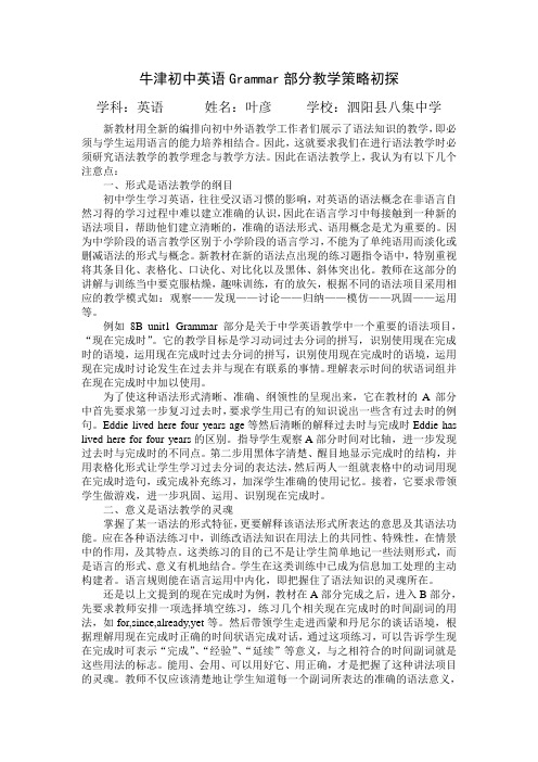 牛津初中英语Grammar部分教学策略初探