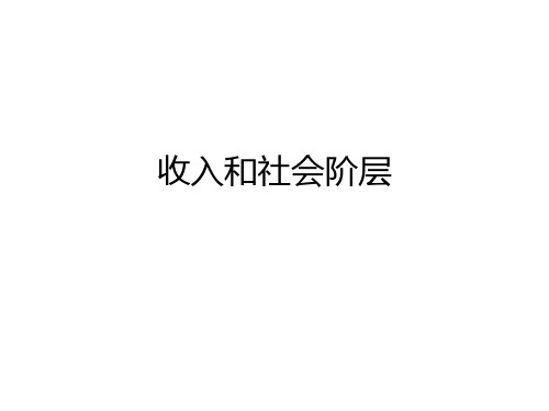 收入和社会阶层