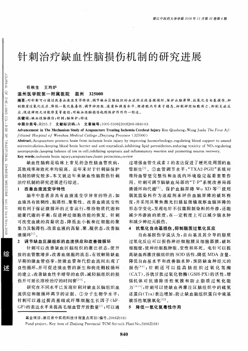 针刺治疗缺血性脑损伤机制的研究进展