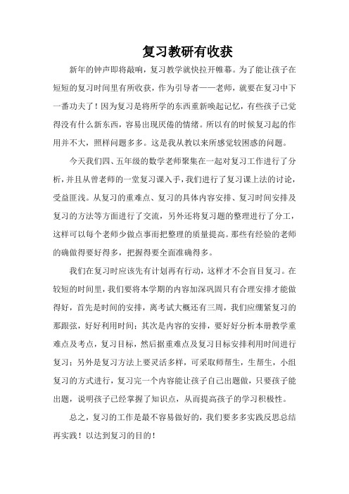 小学教师教育随笔《复习教研有收获》
