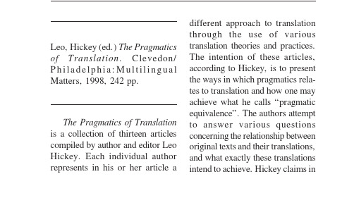 The Pragmatics of Translation一书介绍
