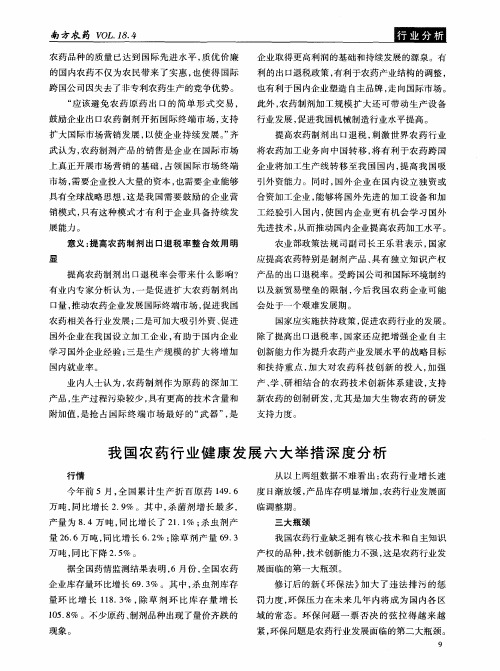 我国农药行业健康发展六大举措深度分析