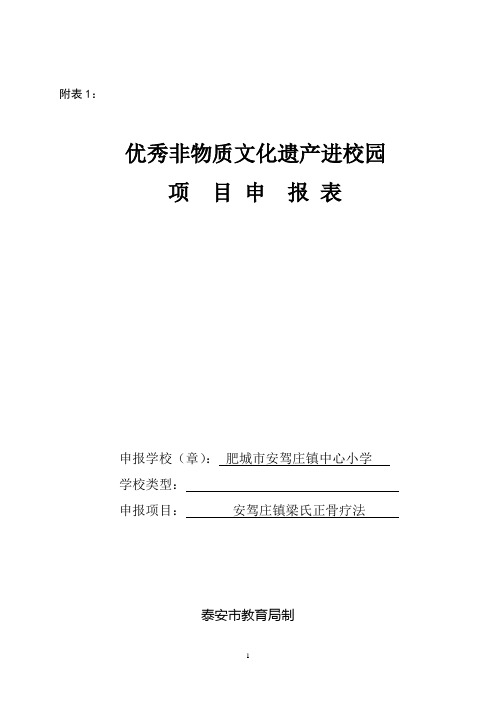 优秀非物质文化遗产进校园项目申报表.doc