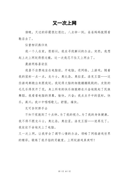 又一次上网_三年级作文
