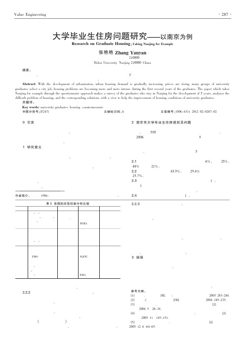 大学毕业生住房问题——以南京为例