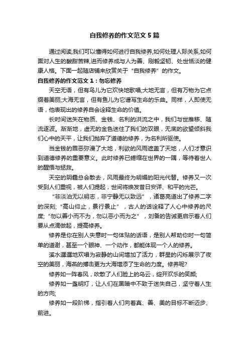 自我修养的作文范文5篇