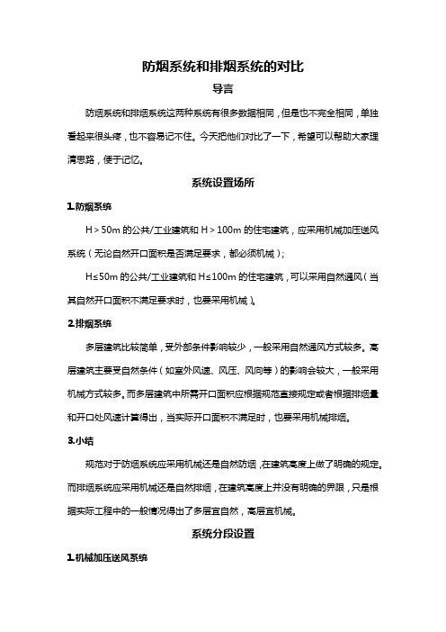 防烟系统和排烟系统的对比