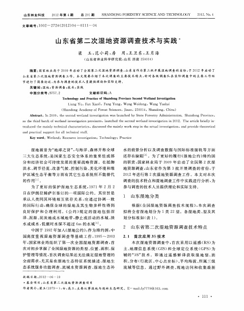山东省第二次湿地资源调查技术与实践