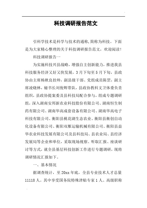 科技调研报告范文