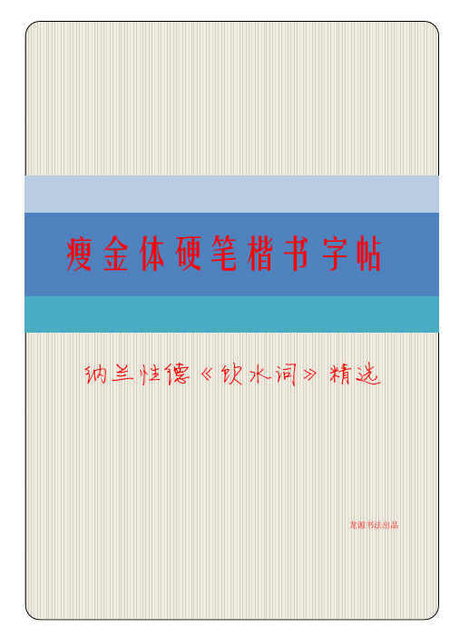 瘦金体硬笔楷书字帖纳兰性德饮水词 描红