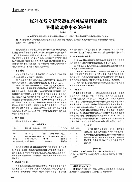 红外在线分析仪器在新奥煤基清洁能源零排放试验中心的应用