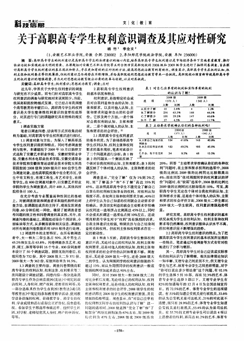 关于高职高专学生权利意识调查及其应对性研究