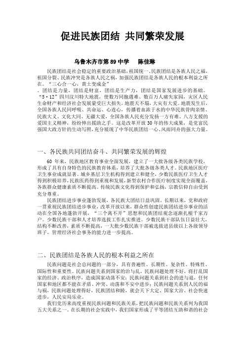 民族团结论文