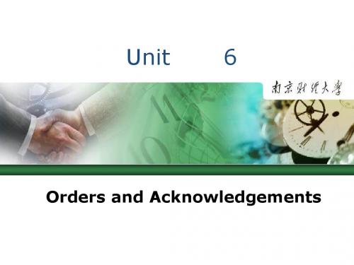 Unit 6 Orders and Acknowledgements