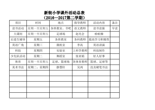 新街小学课外活总表