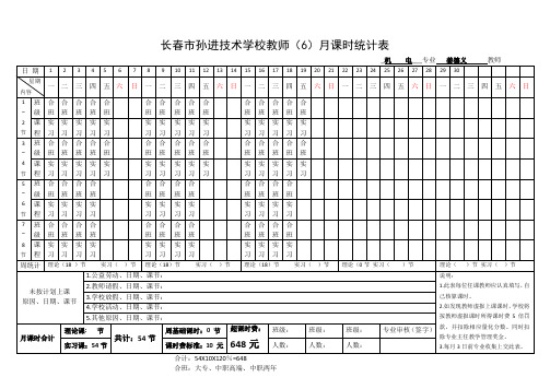 大专基地6月课时统计表
