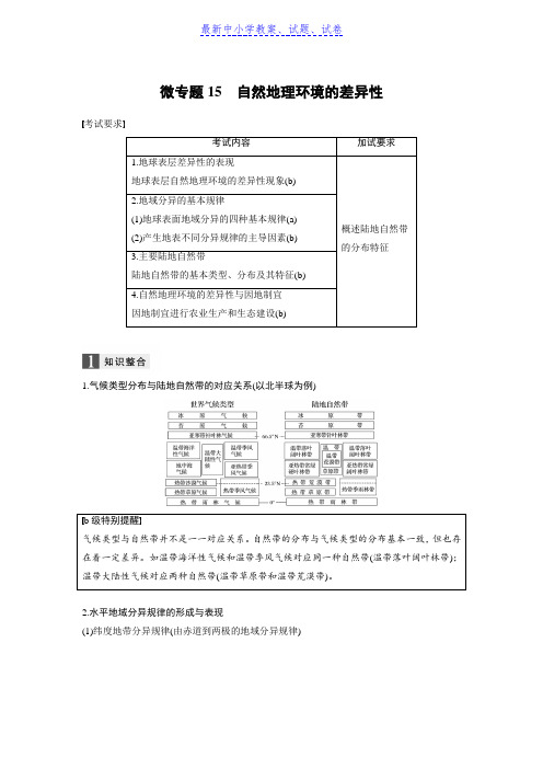 高考地理浙江选考新增分二轮优选习题：专题四 自然地理规律与人类活动 微专题15 Word版含答案