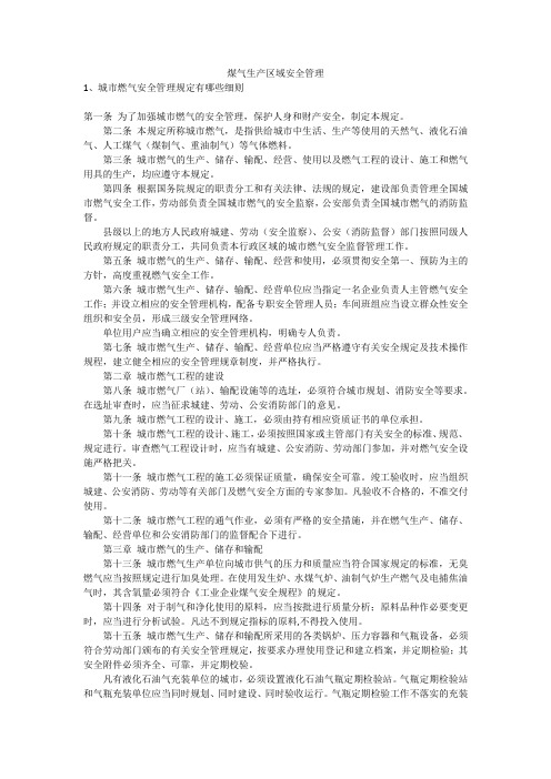 煤气生产区域安全管理安全生产