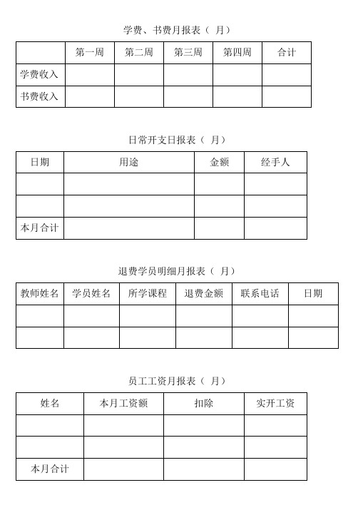 2013月报表模板
