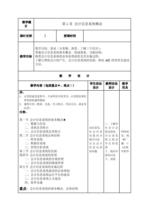 财务软件应用教案