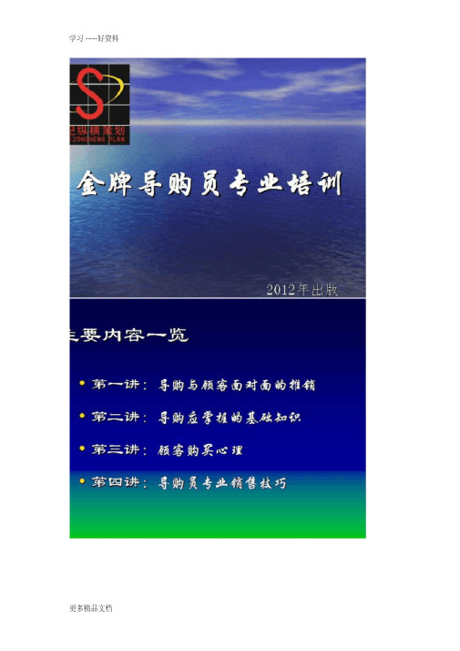 金牌导购员培训(1)复习进程