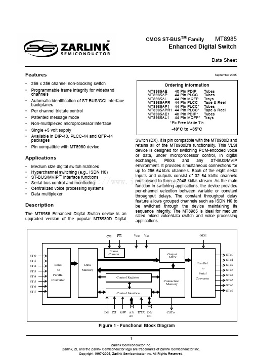 mt8985apr中文资料_数据手册_IC数据表