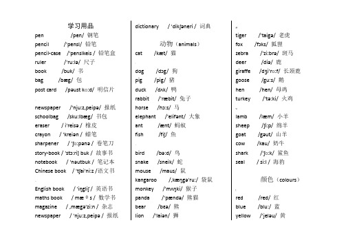 小学英语必背单词汇总(带音标)