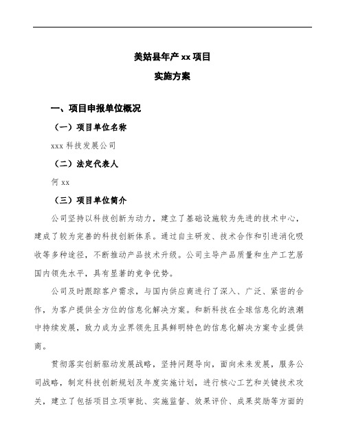 美姑县项目实施方案(项目说明模板)