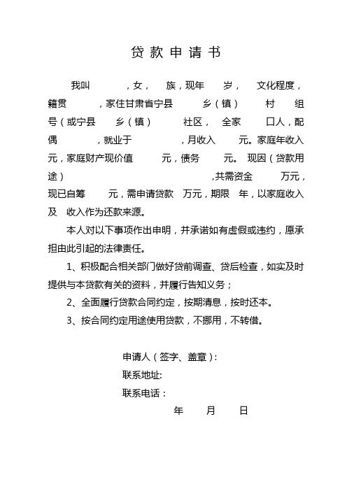 个人借款申请书