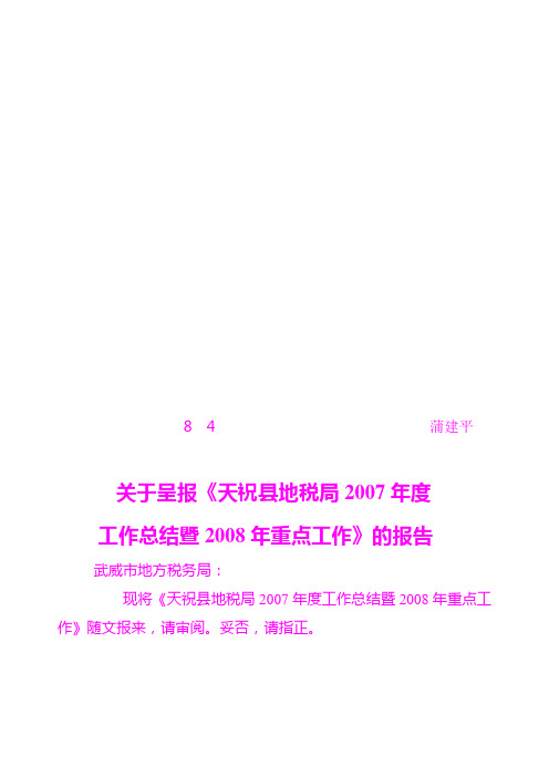 2007年地税局工作总结